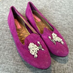Vintage Isaac Mizrahi New York Purple/Pink/White Suede Poodle Accent Fla…